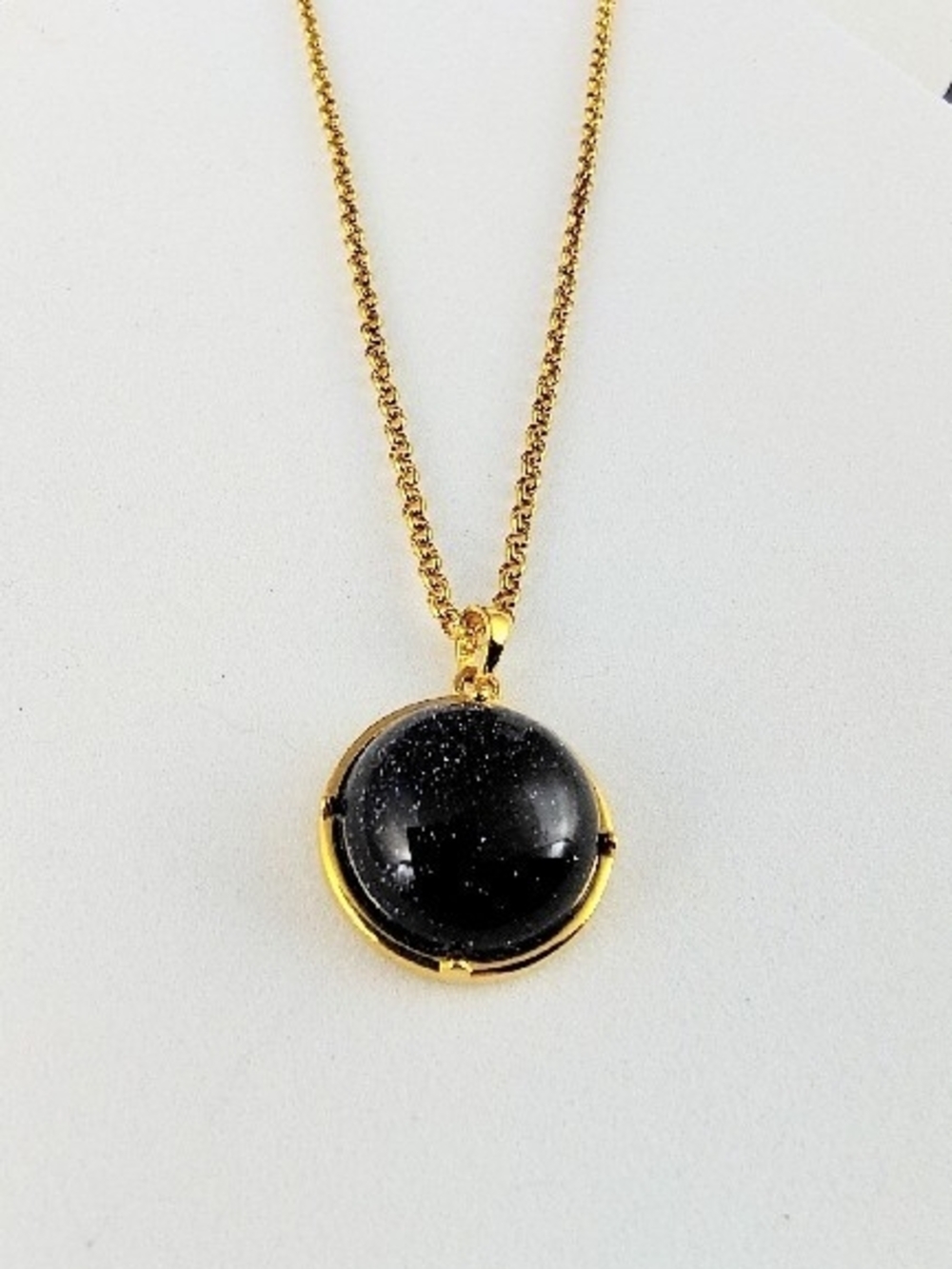 Hespera Gold-tone Necklace with Black Sunstone Pendant